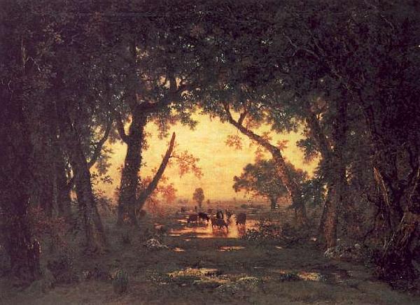 Theodore Rousseau The Forest of Fontainebleau, Morning